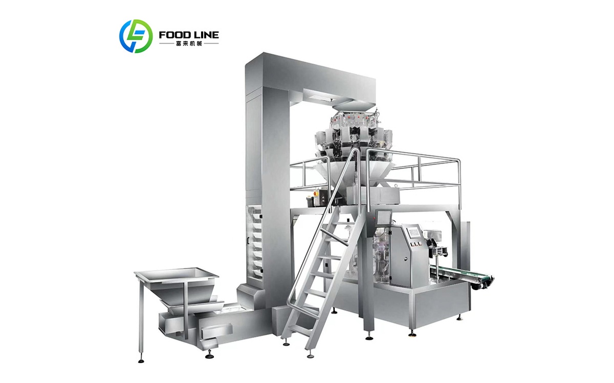 Granule weighing and packaging machine line